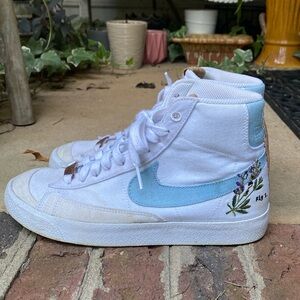 Nike 6Y Blazer Mid 77 White Indigo Blue Canvas Sneakers